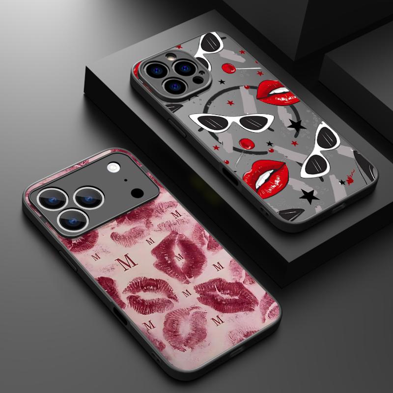Fashion Kiss Lips Pattern Case For iPhone 17 Pro Max Case iPhone 16 Pro Max 15 14 13 16E 17E Magnetic For Magsafe Hybrid Matte Cover