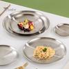 Salad Plate Stainless Steel Dinner Plates Round Thickened Metal Home Kitchen BBQ Serving Tablewear Barbecue