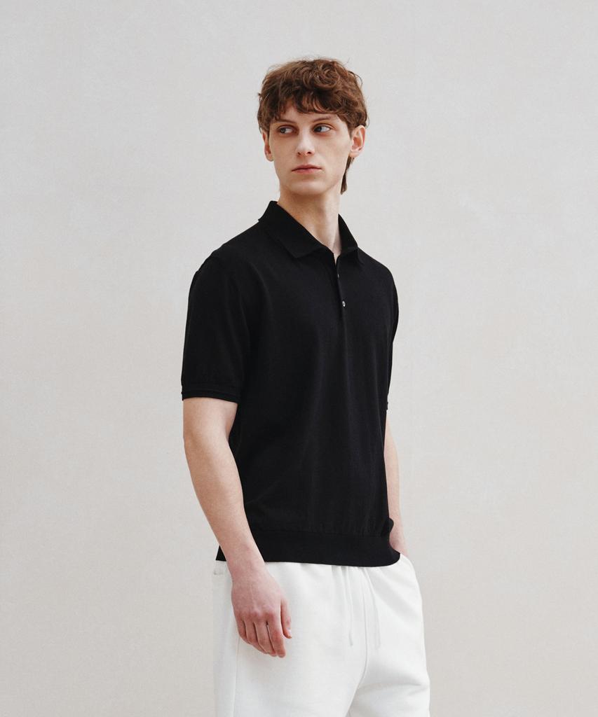 Jeilium Cotton Summer Essential Polo Neck Black (Dry Touch)