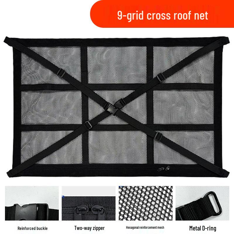 Roof Cargo Suitcase & Travel Clothesline with Mesh Pocket for Outdoor and Off-road Tours
