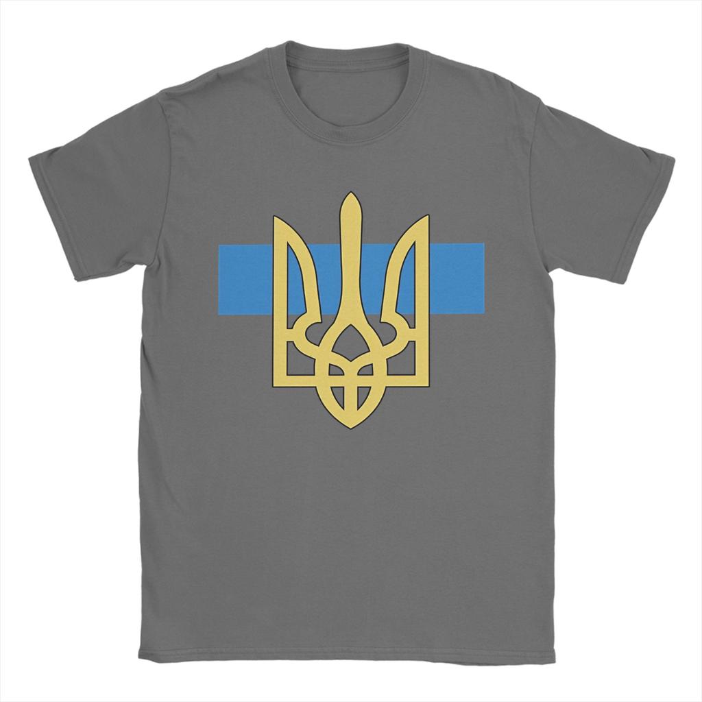 Ukraine Tryzub TShirt Men Vintage Cotton Tees Round Neck Short Sleeve T Shirts Plus Size Clothes