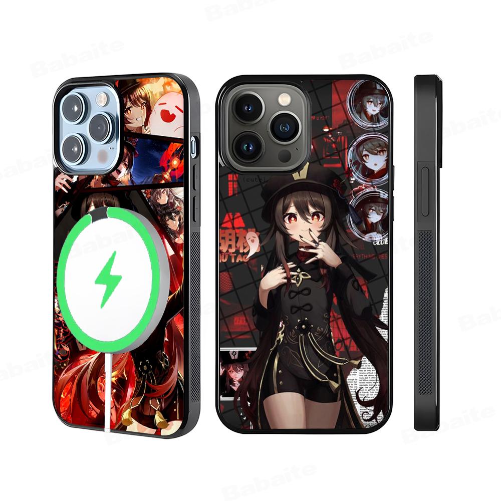 Genshin Impact Hu Tao Phone Case Magnetic Case For iPhone 18 16 14 13 12 11 15 Pro Max Plus For Magsafe Wireless Charge Cover