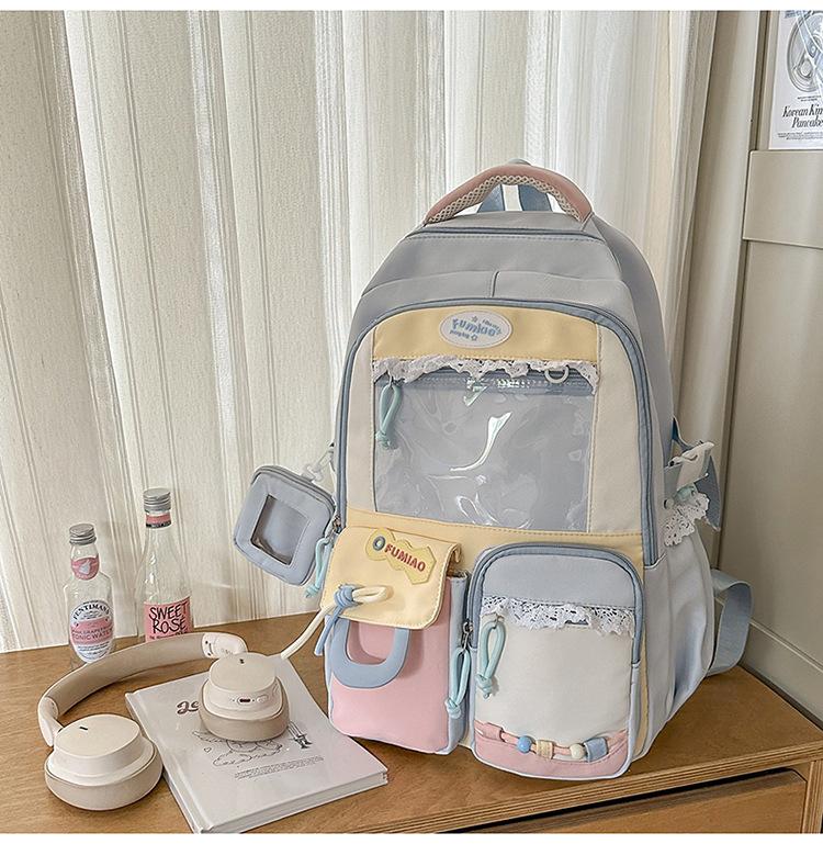 School bag, high value, large capacity, transparent and cute, junior high school student computer backpack, high school student backpack tide