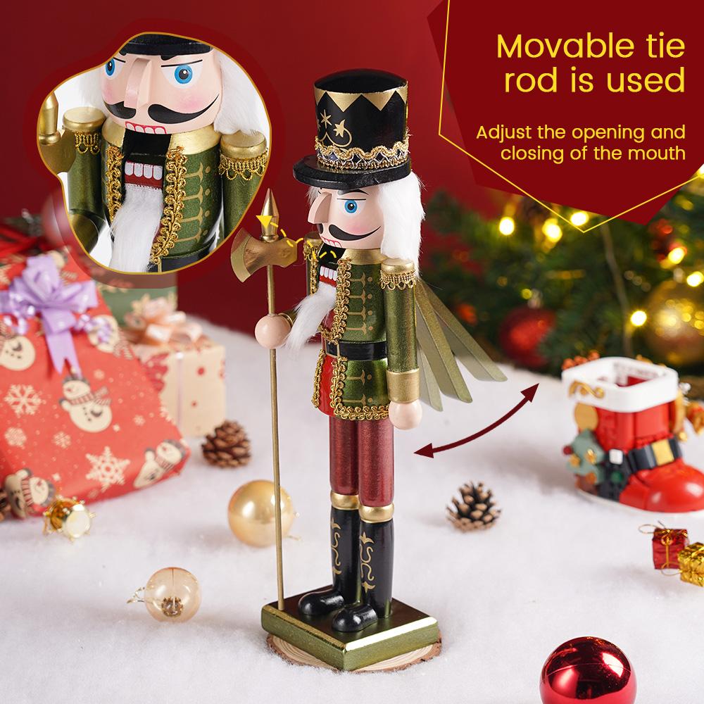 38CM Christmas Nutcracker PearlLight Creative Clothing Soldier Puppet Handcrafted Decoration Christmas New Year Decoration Gift