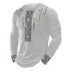 Tribal Print Long Sleeve T-Shirt - Fashion Round Neck Geometric Mosaic Design, Suitable for Casual Outings and Autumn/Winter Wear