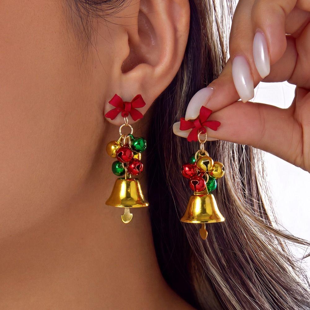 Bell Xmas Drop Dangle Stud Snowflake Christmas Jewelry Trendy Christmas Earrings Christmas