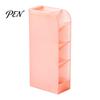 Multi Compartment Organizer Slanted Pen Holder with 5 Compartments, Plastic Stationery Storage Organizer, Box Macaron Colors Space Saving Pencil