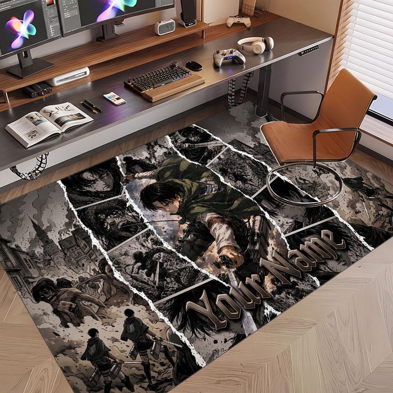Custom Name Crystal Velvet Rug,Attack on Titan Comfortable Anti Slip Floor Mat For Room Decoration