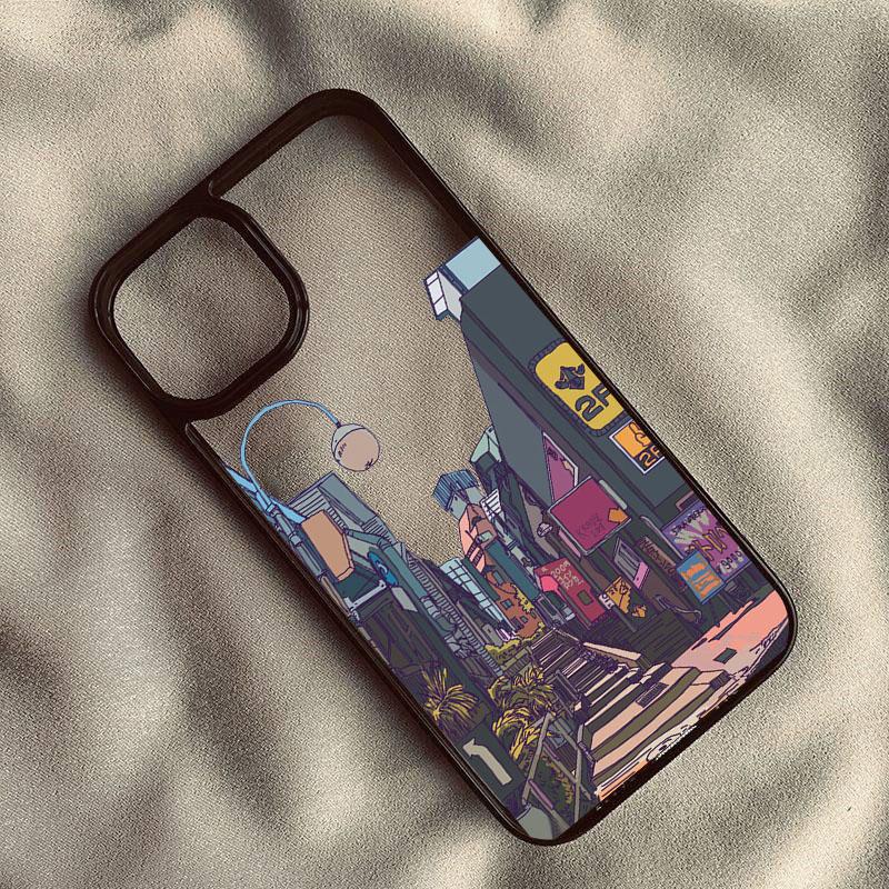 Japan Anime Landscape Street View Scenery Phone Case For iPhone 14 15 Pro Max 13 12 11 XR XS SE20 7 8Plus Clear Hard Cover Shell