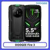 Doogee Fire 3 Telefone Robusto 5.5" Tela HD+ 12GB+64GB Bateria 8350mAh Câmera 13MP Widevine L1 NFC IP68 Android 15 Telefone Celular