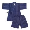 Jinbei Navy Shijira Made in Japan Boys' Set, Striped, Blue, 120cm, Weave, 100% Cotton,