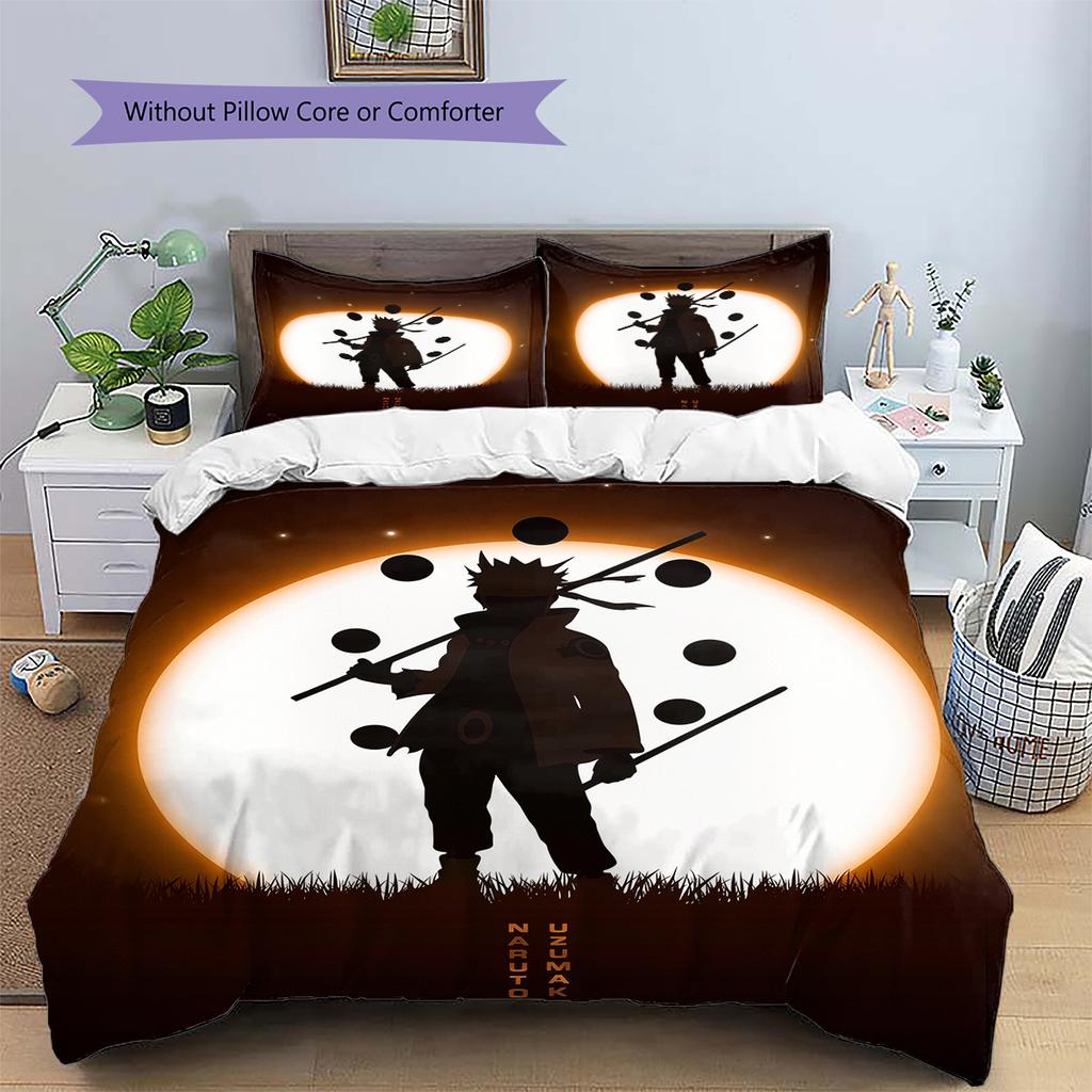 Naruto Anime Character Pattern Bedding Home Decoration Birthday Gift (1 * duvet cover + 2 * pillowcase, without core)