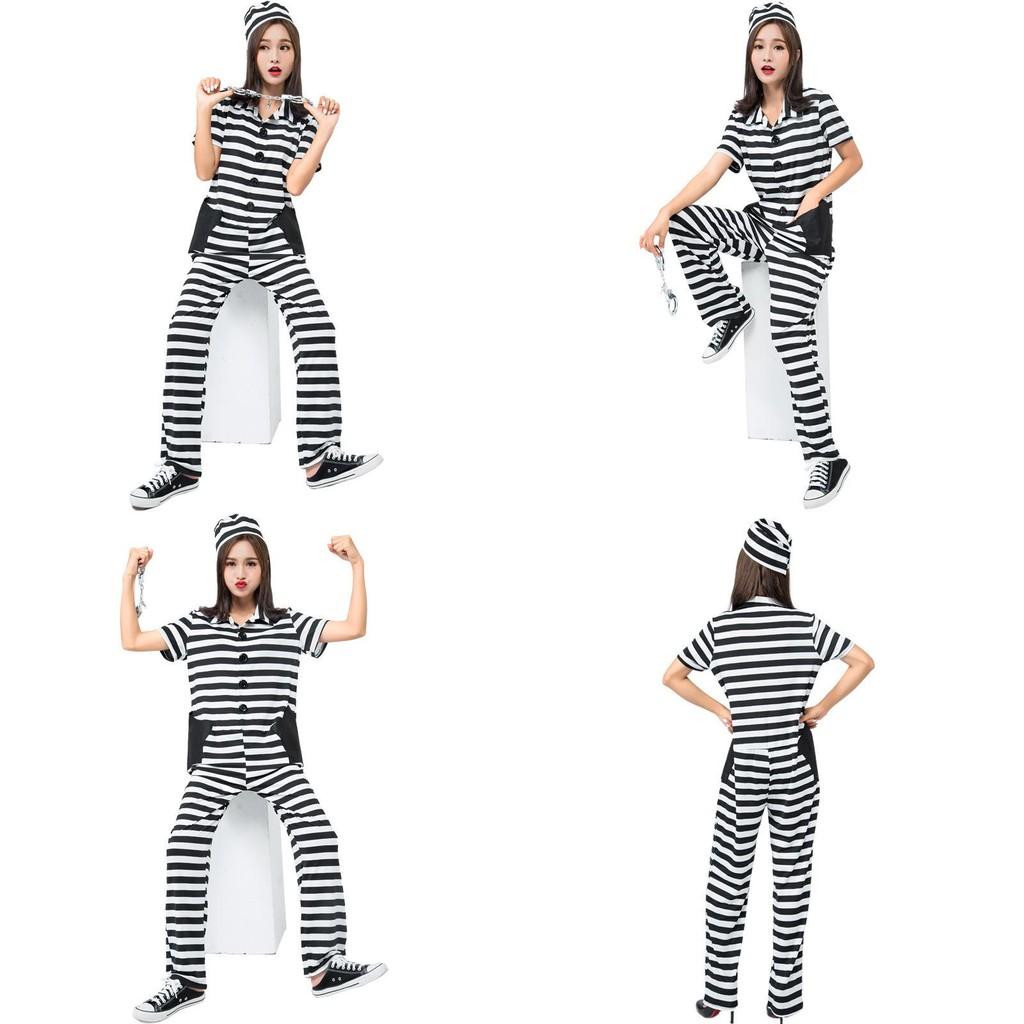 Japanese Anime Striped Prisoner Costume For Cosplay And Stage Performance