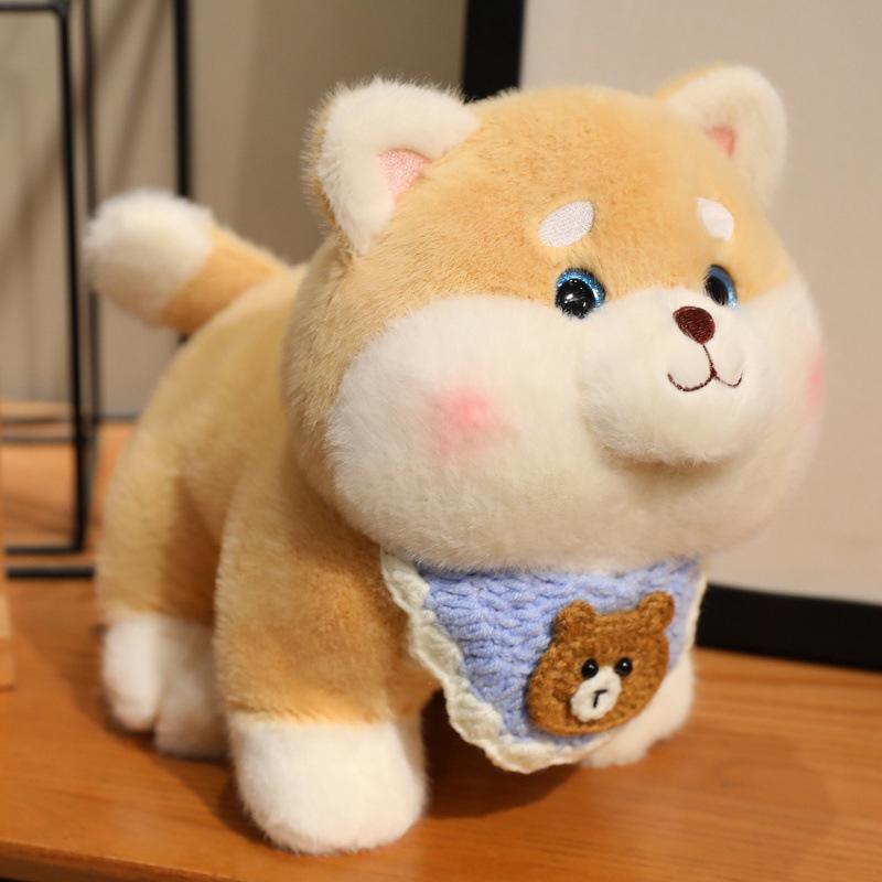 Shiba Inu Puppy Plush with Birthday Cake Hat - Cute Comfort Toy for Kids