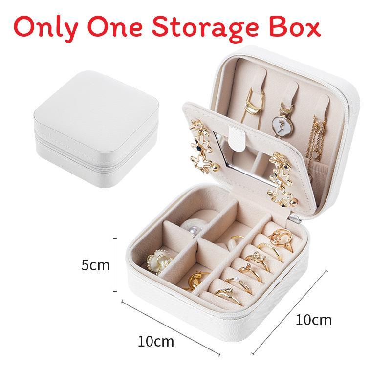 Leather Jewelry Box With Mirror For Earrings Rings And Necklace Storage