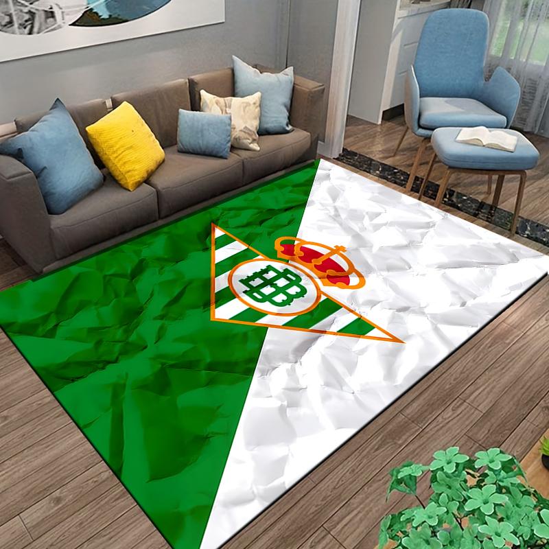 Green and White Carpet with Crown Symbol and Geometric Design Pattern Suitable for Use As an Anti-slip for Living Room Bedroom Sofas