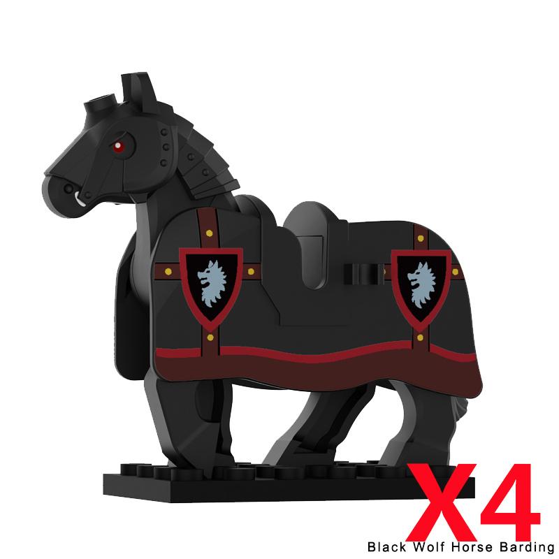 MOC Medieval Lion King Castle Knight Building Blocks Figure Accessories War Horse Cavalry Warrior Crusaders Toy Gift Bricks N029