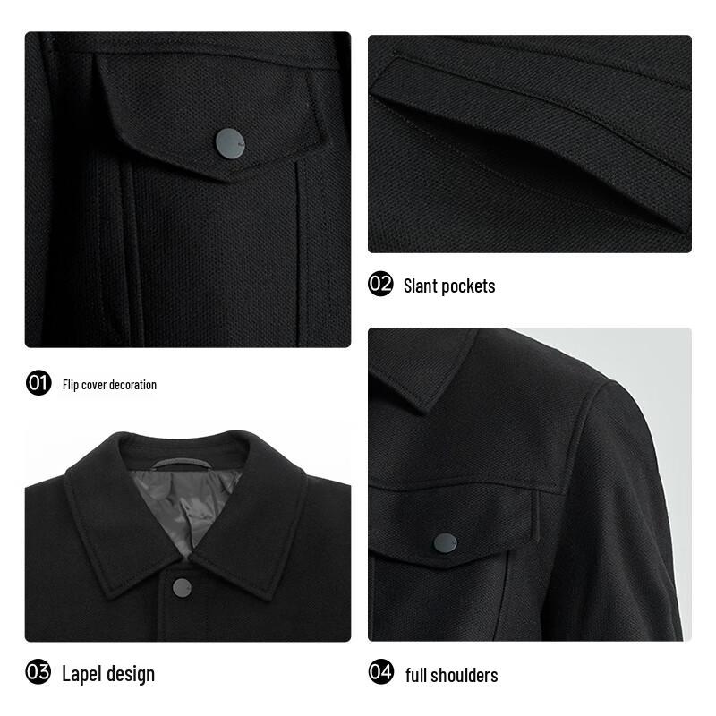 Lilanz Men's Short Down Wool Blend Jacket