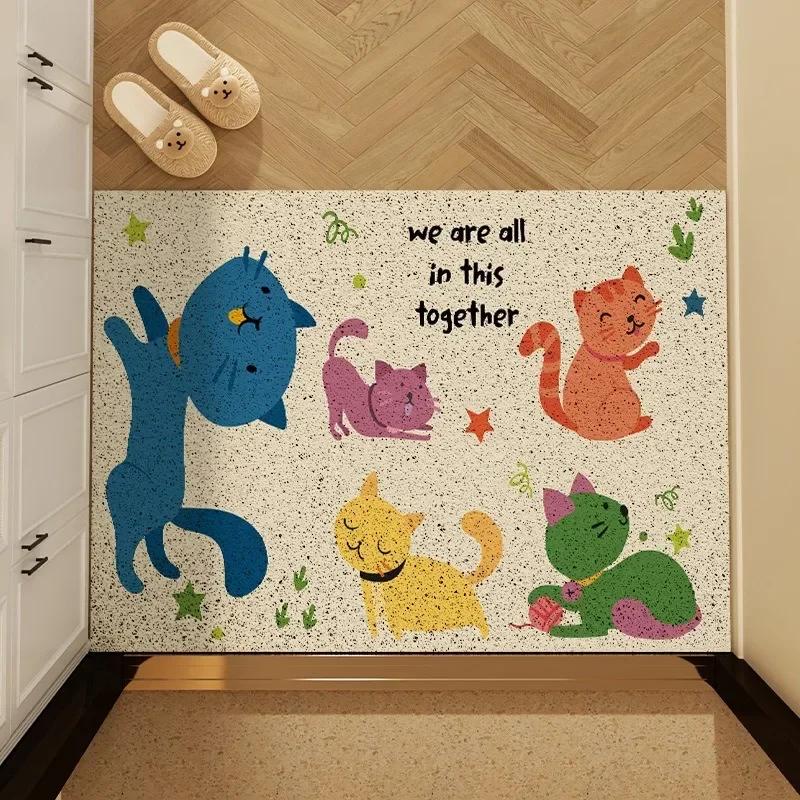 Cartoon Cat Series Mat Non-slip Easy To Clean Rug Wrinkle-Resistant Doormat Indoor Washroom Entrance Decorative Washable Carpet