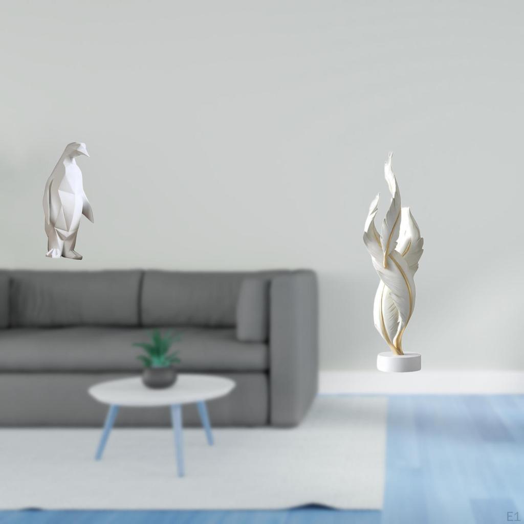 Penguin Feather Resin Sculpture Figurine Collectable Decorative Ornament Art Craft Statue for
