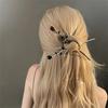 Vintage Metal Red Rose Flower Hairpins Women Elegant Texture New Chinese-style Chopstick Hair Stick Girls Hair Accessories Tools