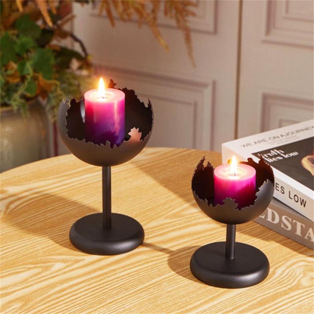 2pcs Metal Candlestick Ornament Stable Base Baking Paint Craft Decorative Centerpiece for Bedroom Bedside Tabletop