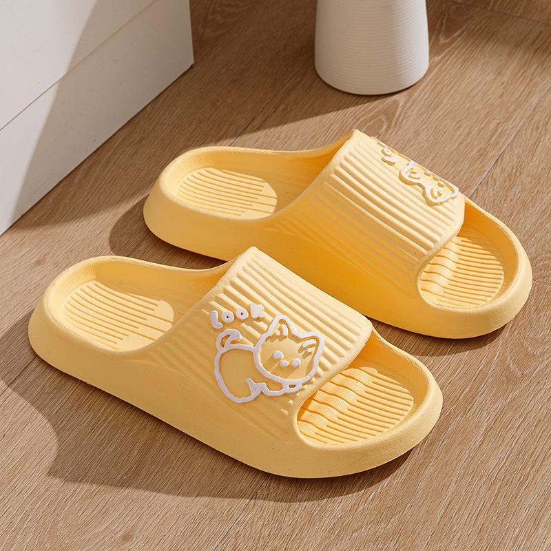 Cool slippers female cartoon cute home stepping on shit feeling bathroom non-slip thick bottom EVA slippers male