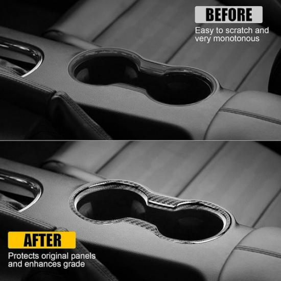 For Ford Cup Holder Cover Frame Trim Fit 2015+ Ford Mustang Interior Accessories