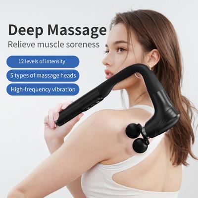 Portable Long-Handle Handheld Deep Tissue Massager Fascia Gun with Adjustable Speed Percussion for Body Neck Back Leg