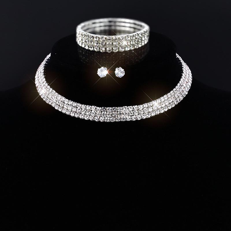 Fashion Jewelry Full Diamond Rhinestone Multi-layer Multi-row Collar Bridal Crystal Collar Short Collar Necklace
