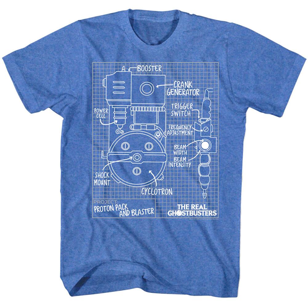 Ghostbusters Proton Pack Blueprints Men T Shirt M