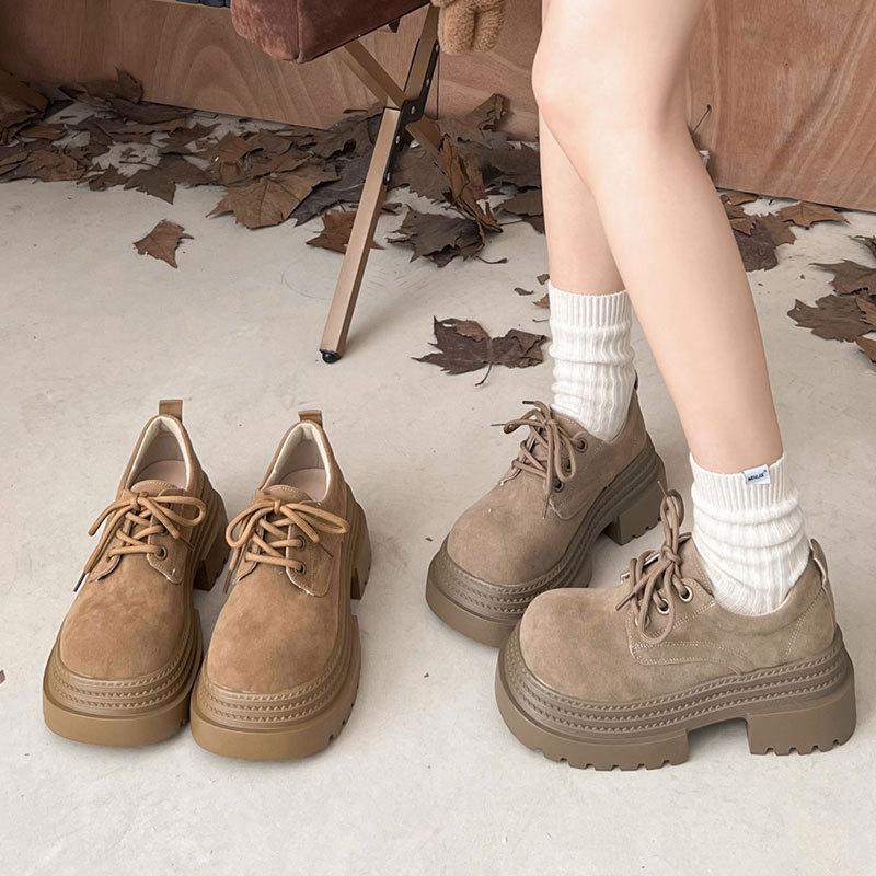 Rundkopf Britische Plattform Mode kleine Lederschuhe Damen Herbst neu Retro Höhe erhöhen kleine vielseitige einzelne Schuhe