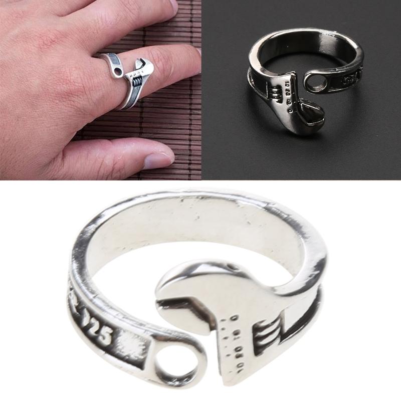 Vintage Adjustable Rings Retro Wrench Rings Open Rings Wrench Finger Rings Wrench Adjustable Ring Alloy Material for Men