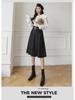 Wełniana spódnica A-line w stylu francuskim dla kobiet - Długość midi, Wysoki stan, Jesień/Zima