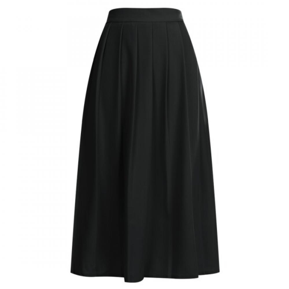 Shop Women Pleated Long Skirt Black Th U Wsk 20276