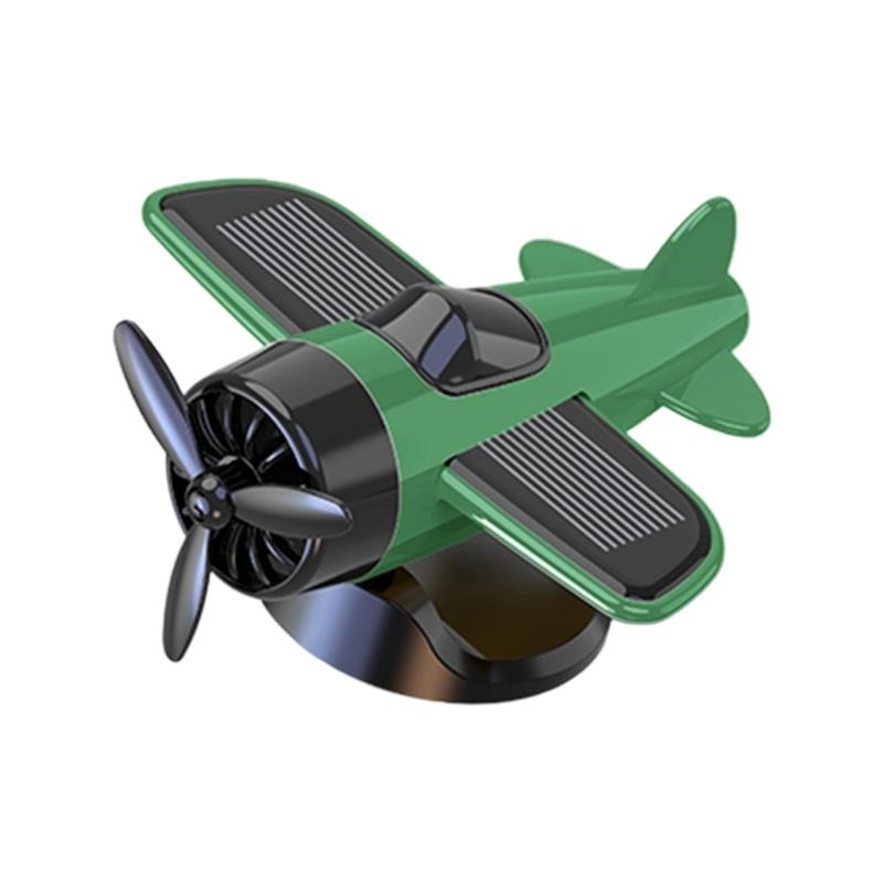 Solar Energy Powered 360 Spin Aircraft Car Ornament ABS Dashboard Decoration with Not Slip Base Interior decors