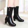 Women High Boots Autumn New Comfort Thick Heel Side Zipper Pointed Fashion High Heel Shoes Female Thick Plush Warm Winter Boots