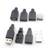 100pcs Type A Male Female USB 4 Pin Plug Socket Connector With Black Plastic Cover Type-A DIY Kits