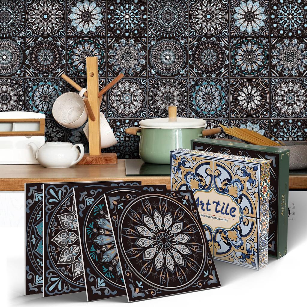 Mandala European Style Tile Self-Adhesive Wall Sticker, Bedroom Kitchen Waterproof And Oil-Proof Wallpaper Pet Wallpaper Tile Sticker