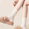 Women Solid Color Mid-tube Socks Vertical Striped Versatile Autumn and Winter Socks Boneless Pile Socks Sports Socks for Women
