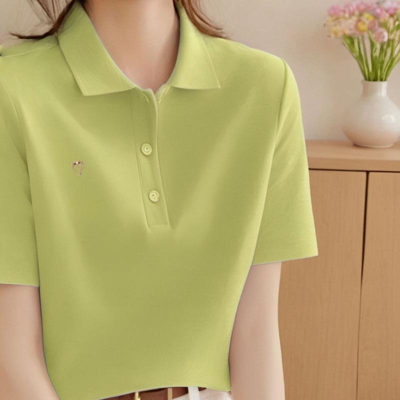 Short-sleeved Polo Collar Shirt Women's Summer Loose Top Casual Shirt