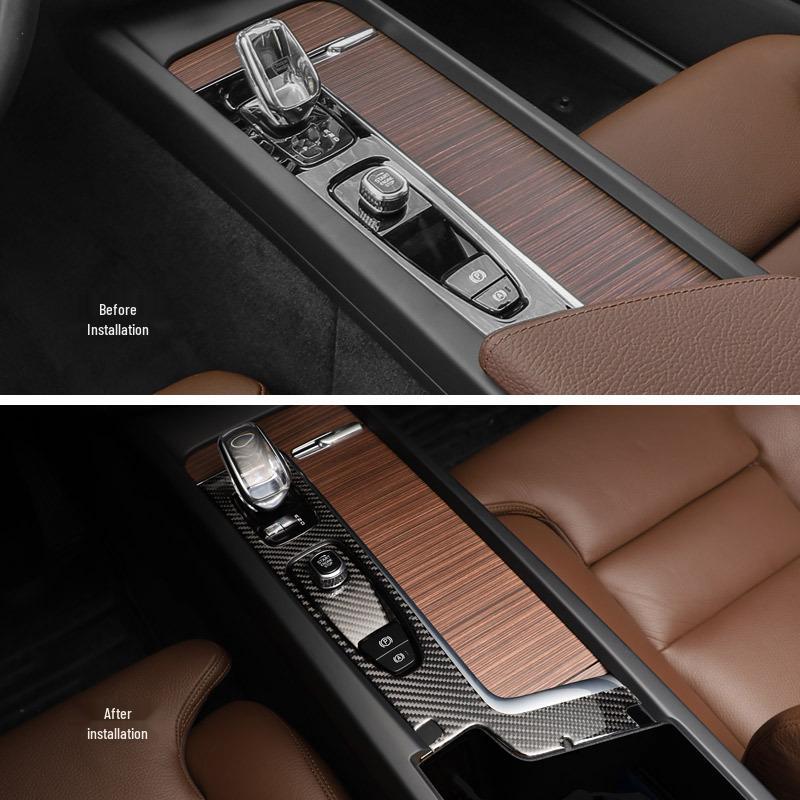 Real Carbon Fiber Gear Shift Frame for Volvo XC60/S60/V60: Center Console Panel Interior Sticker