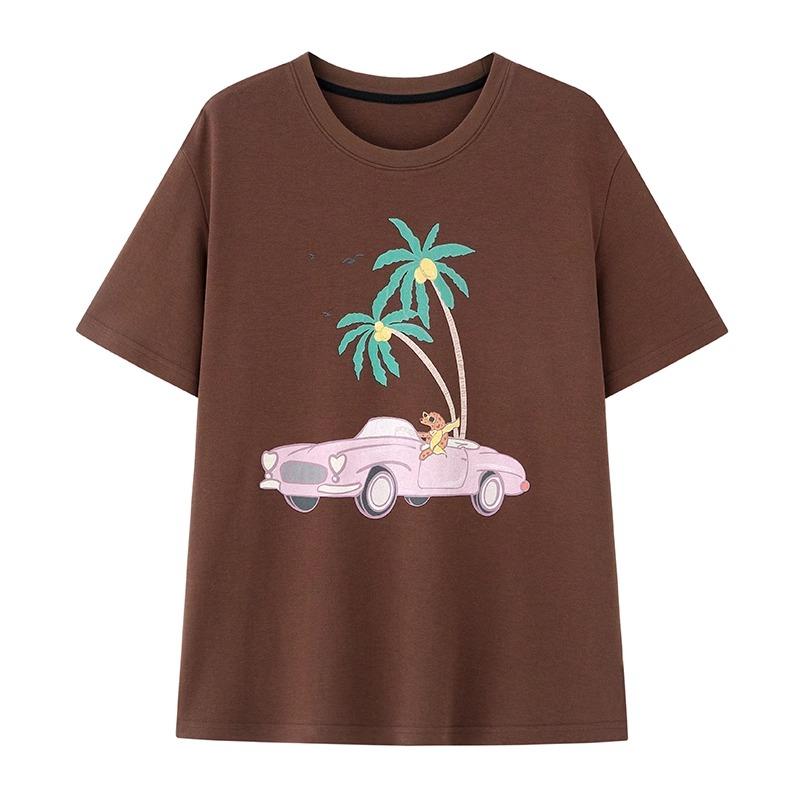 Harajuku lustiger Druck Kurzarm T-Shirts Damen Sommer reine Baumwolle Lässig übergroßes T-Shirt Damen Streetwear pink Y2k Oberteile