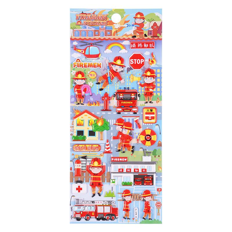 Firefighter 3D Children's Cartoon Foam Boy Stickers Early Education Toys Environmental Education Stickers Reward Stickers