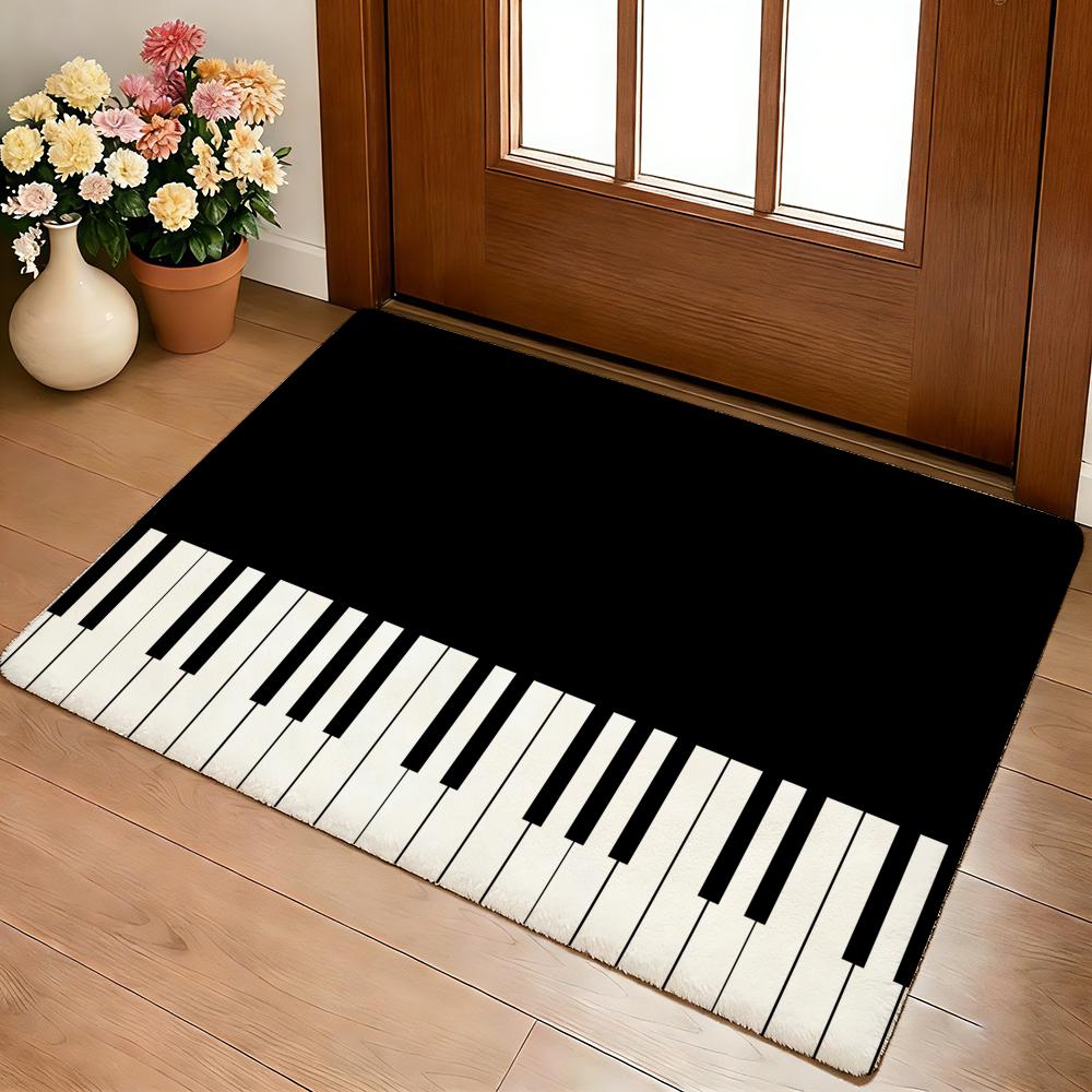 Muzieknoot Piano Patroon Vloermat Gezellige Flanel Zacht Dik Antislip Mat Voor Woonkamer Slaapkamer Keuken Decor Vloerkleden