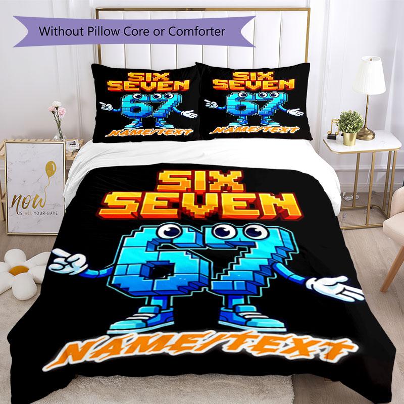 3PC Custom Name "Six Seven Pixel Fun" Bedding Set Printed Bedding Set Duvet Cover Closure Includes 1 Duvet Cover & 159 Pillowcases for Bedroom