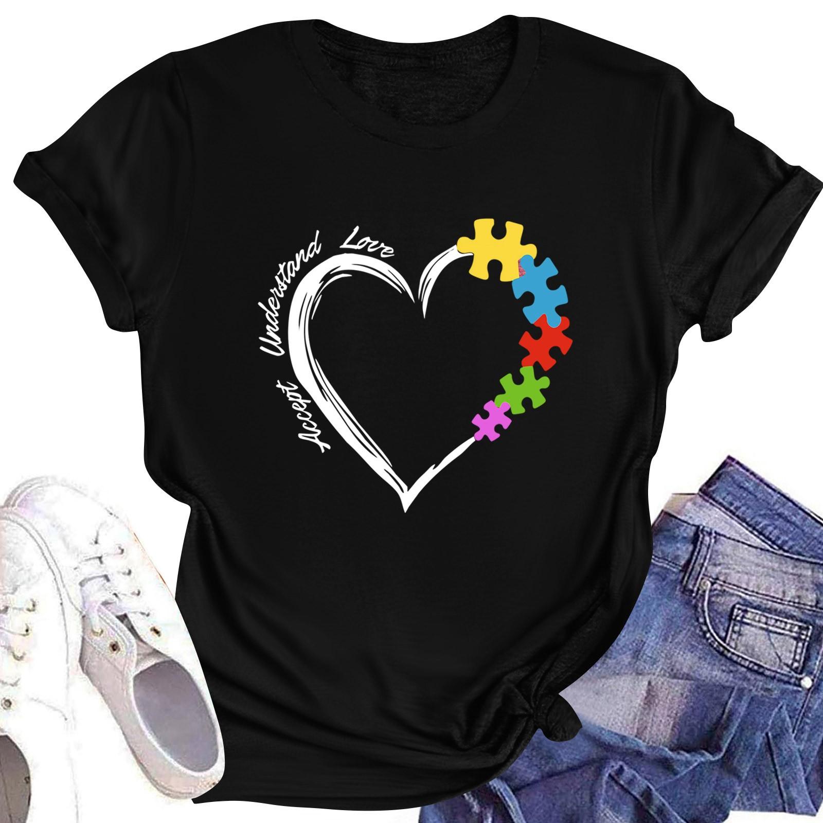 

Женская повседневная футболка с короткими рукавами и круглым вырезом с принтом и буквенным топом XXL чёрный