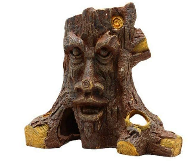 Aquarium & Reptile Landscape: Rockery, Cave, & Hiding Decor - Resin Skull & Human Face