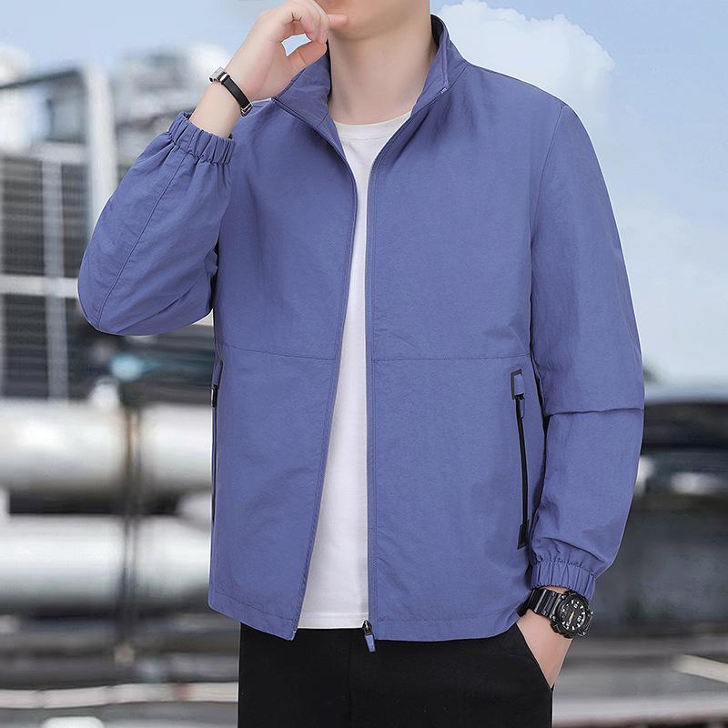 New Spring and Autumn Men's Casual Jacket Jacket Middle-aged and Elderly Stand-up Collar Jacket Loose Large Size Top