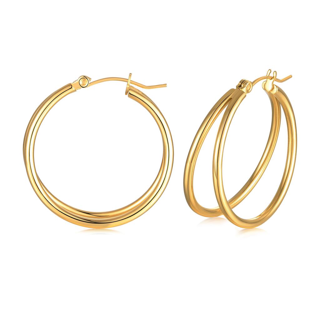 Small Knoted Hoop Earrings for Women Girls Charm Stainless Steel Gold Color Dainty Circle Ears Jewelry